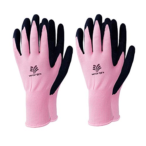 Worth Garden Tools Gloves Women's Comfort Coated Gardening Work Gloves - 2 Pairs - Pink
