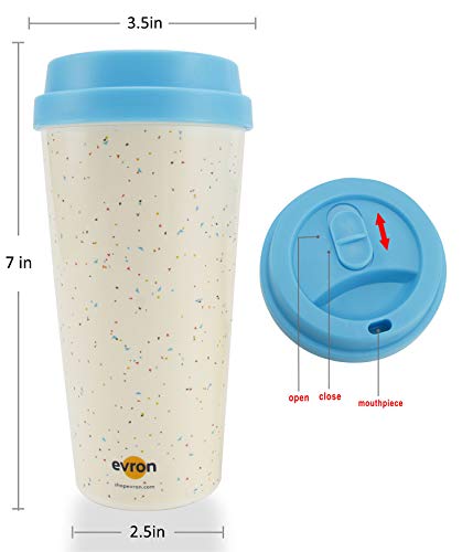 Evron Spill Proof Travel Mug with Anti-Leak Locking Lid, Insulated Double-Wall Coffee Mugs for Hot and Cold Drinks (16oz 4 Pack)
