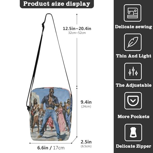 Crossbody Bag African American Black Men Women Dancing Messenger Bag for Women Men Purse Shoulder Bag Satchel Bag with Adjustable Strap 202b65763