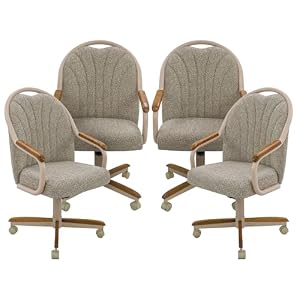 Chromcraft Bailey 4pc Swivel Kitchen Dining Chair – Light Sand-Chestnut
