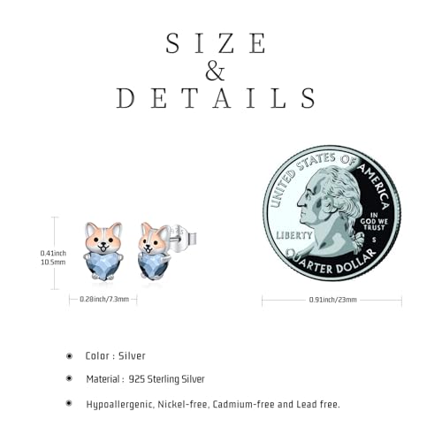 Image of 925 Sterling Silver Dog Earrings Cute Animal Puppy Stud Earrings Dog Jewelry Gifts for Women Girls Pet Lover Hypoallergenic Earrings for Sensitive Ears