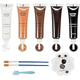 Leather Repair Kit for Furniture,5 Colors Dark Vinyl Leather Repair Kit for Car Interiors, Car Seat, Couch, Boots, Shoes, Vinyl Filler Restore Scratch, Tears, Burn Hole for Faux Leathers, Brown Black