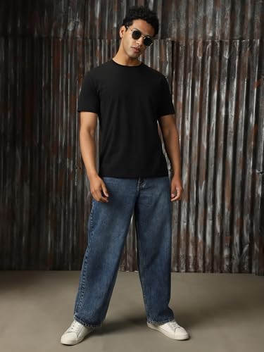 Image of High Star Men Cotton Washed Loose Fit Casual Mid-Rise Jeans