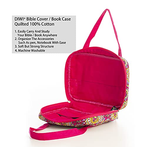 Diwi Quilted Bible Cover Extra Large Sizes 11.25 X 8.25 X 2.75 Inches Bible Tote Good Book Case (Xl, C2 Magenta Paisley) #TOP4