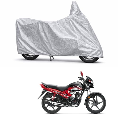 Image of 100% Waterproof Two Wheeler Body Cover Multi Layered Fabric Designed for Honda Dream Yuga | Belt Buckle Lock | Silver Mag
