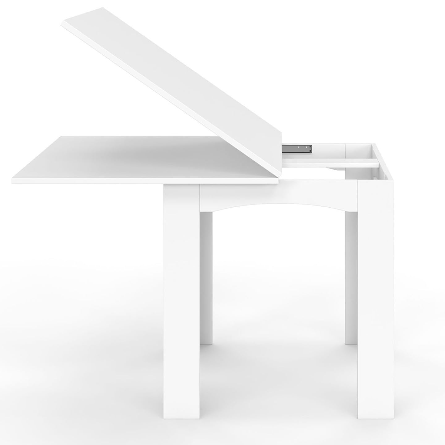 IDMarket - Tavolo da pranzo allungabile DONA 4-8 persone bianco 80-160 cm