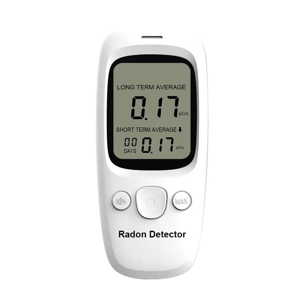 DM161 Rilevatore di Radon Monitor con display pCi/L, nero | Media a lungo e breve termine, AA o ricaricabile, leggero e portatile, uso domestico, scuola e ufficio