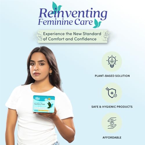 Image of BLISSNATURAL Ultra Soft Sanitary Pads XXL | 18 Pads (3 Pack of 6) | Heavy Flow | 320mm Extra Coverage | All Night Comfort, Rash-Free & Leakproof | Plant-Based