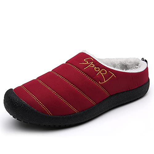 Men's Women's Clogs House Slippers Winter Warm Plush Lining Home Slippers Indoor Outdoor Mules with Non-slip Rubber Sole