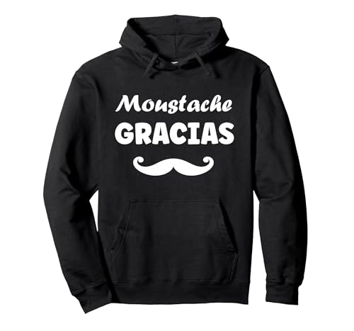 Barbe Hipster Moustache Gracias Homme Humour Moustache Sweat à Capuche, Unisexe pour Adultes, Noir, XXL