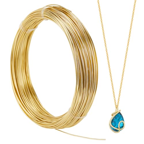 SUNNYCLUE 50M Aluminum Wire 1mm Gold Crafting Wire 18 Gauge Aluminum Craft Wire Jewellery Wire Bendable Metal Craft Wire Bendable Metal Wire for Jewellery Making Wire Wrapping Beading Sculpting Floral