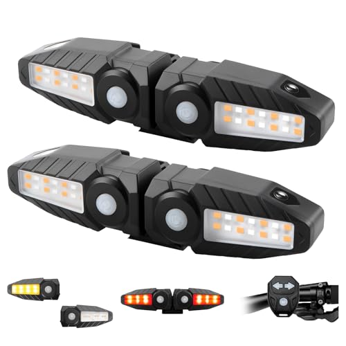 4 X Indicatori di direzione per bici con proiettore 5 modalità Fanale posteriore per bici ricaricabile tramite USB, telecomando Indicatore per bicicletta diviso anteriore e posteriore
