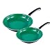 [2018 Version] Chef's Star Frying Pan Non stick Ceramic Omelette Cooking Set - Even Heat Saute Pan/Skillet Set - Supreme Frying Pans 10" and 8" inch Cookware Set - Green