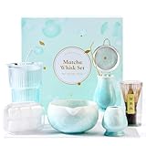 ComboJoy Matcha Set Blau - 9-teiliges Crystal Flower Matcha Schale, Bambusbesen...