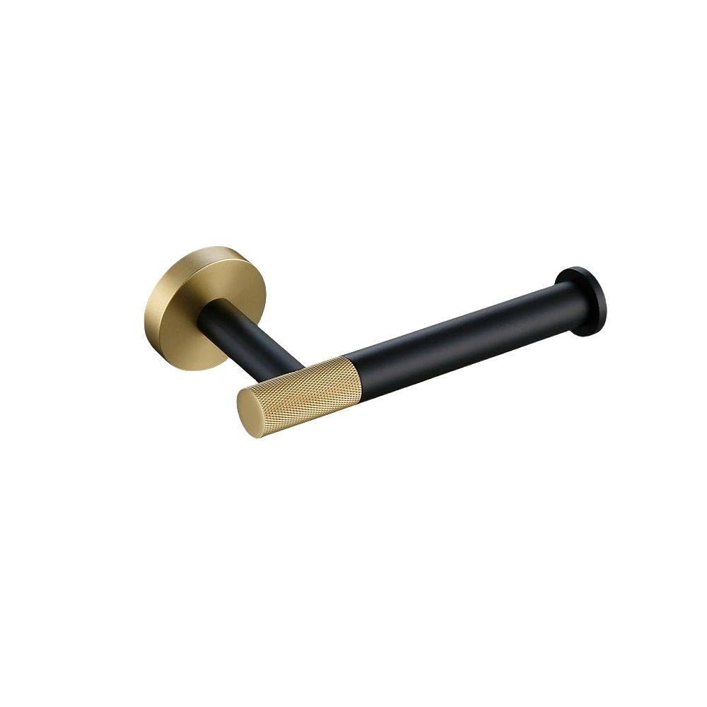 Porte-brosse de toilette et porte-serviettes or brossé et noir moleté luxe