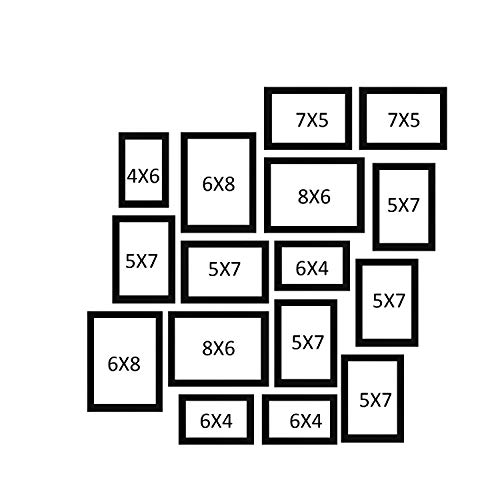 Image of Amazon Brand - Solimo Collage Set of 16 Photo Frames ( 4 x 6 Inch - 4, 5 x 7 Inch - 8 & 6 X 8 Inch - 4), Black
