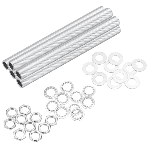 Image of MECCANIXITY 35Pcs 4.7 inch Lamp Pipe Kit with Nuts Washers 1 /8IP Thread Fasteners Assortment for Chandelier Ceiling Light Repair Assembly DIY Hardware