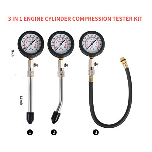 8Pcs Compression Tester Kit 0-300 Psi Petrol Gas Engine Cylinder Pressure Gauge Automotive Tool For Motorcycle Car Truck #TOP4