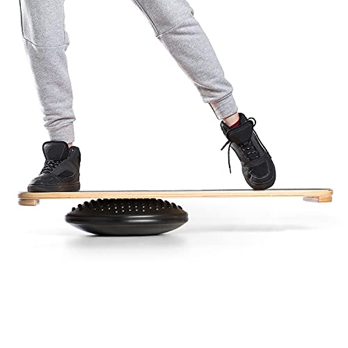 BoarderKING Balancekissen für das Indoorboard inkl. Pumpe, Fitness Rückentraining Ballsitzkissen Gleichgewichtskissen Balancetrainer Luftkissen Sitzkissen, Zubehör, 30 x 5 cm (ØxH) schwarz