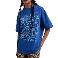 Material: Our ladies short sleeve tops are made of high quality 35%cotton, 65%polyester. Soft and lightweight, breathable and skin-friendly. Comfortable to wear Feature: Women’s tee shirts: Short sleeve, round neckline, cartoon & letter print, loose ...