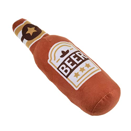 PANGBOER Squeak Dog Toy Soft Plush- Chew Beer-Bottle Shape Squeeze with Squeaker for & Small Dog