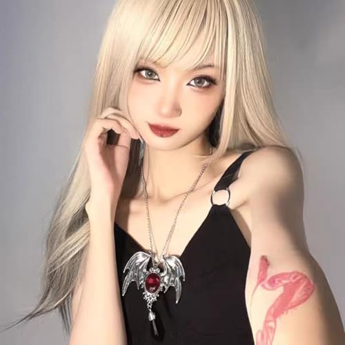 Gothic Large Bat Pendant Necklace Red Black Vintage Crystal Bat Pendant Punk Witch Vampire Role Playing Character Halloween Jewelry Gift3