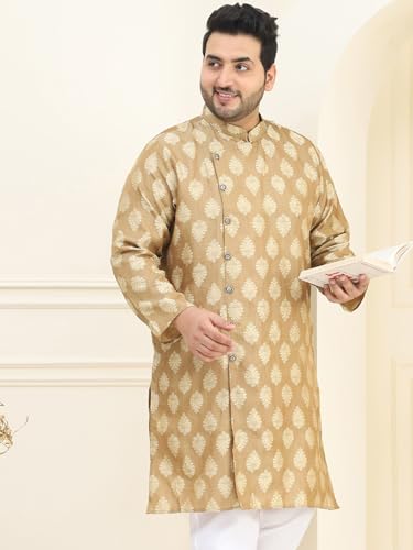 Image of SOJANYA Plus(Since 1958) Men's Pure Cotton Kurta with White Embroidery