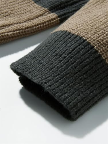 Men Casual Striped Pullover Sweater Crew Neck Long Sleeve Loose Warm Jumper4