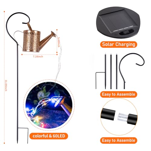 SRNPMIU Solar Watering Can Light, Solar Yard Decorations Outdoor, Garden Decor Lights, IP65 Waterproof Hanging Lantern Lights, Flower Bed Decor, Gifts for Grandma, Women, Mom