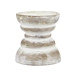 Stonebriar Antique White Wooden Pillar Candle Holder, Vintage Seaside Pillar Stand for Dining Table Centerpiece, Coffee Table, Mantel, Or Any Table Top, Small Stonebriar Antique White Wooden Pillar Candle Holder Vintage Seaside Pillar Stand for Dining Table Centerpiece Coffee Table Mantel Or Any Table Top Small