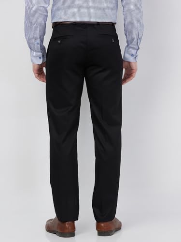 Image of Raymond Men Slim Fit Solid Pattern Poly Viscose Blend Flat Front Formal Trouser