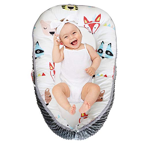 Abreeze Red Fox Baby Lounger, Baby Nest Portable Super Soft Cotton and Breathable Newborn Lounger Baby Snuggle Nest Sponge Bottom- Perfect for Co-Sleeping 0-24Months Abreeze Red Fox Baby Lounger, Baby Nest Portable Super Soft Cotton and Breathable Newborn Lounger Baby Snuggle Nest Sponge Bottom- Perfect for Co-Sleeping 0-24Months