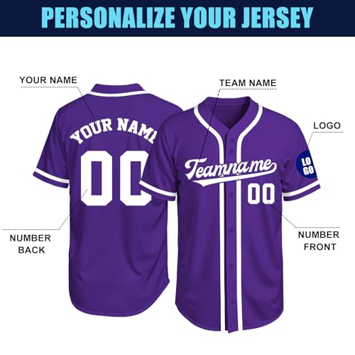 Image of Custom Baseball Jersey Personalized Stitched or Printed Name Number Baseball Shirt Sports Uniform Gifts for Men Women Youth