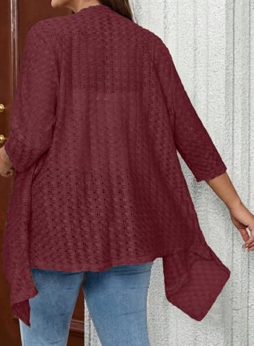 Image of Eytino Plus Size Cardigan for Women Lightweight Half Sleeve Summer Loose Kimono Cardigan Beach Cover Ups(1X-5X)