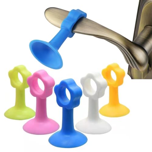 XYTAHDM 6 Pezzi Fermaporta per Maniglia, Fermaporta in Silicone Stendibile,Tampone Proteggi Finestre, Resistente Alle Rotture & Lavabile Riutilizzabile, per Casa & Ufficio