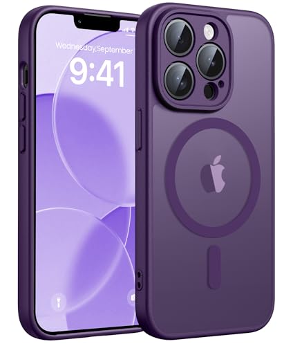 Image of FNTCASE for iPhone 13 Pro Max Case: [Compatible with Magsafe] Translucent Matte Magnetic Cases [Full Camera Protection] Military Grade Shockproof Protective Phone Cover - Purple