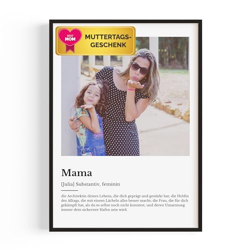 Muttertagsgeschenke für Mama – Personalisiertes Definition Poster Foto Geschenk – Muttertagsgeschenk personalisiert – Geschenk für Mama mit eigenem Foto Bilderrahmen Collage, Pärchen geschenke