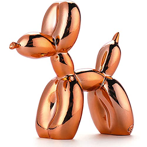 KKLT Cane Palloncino Scultura 10 Colori Desktop Ornamenti,Polyresin con Finitura Metallica Modello di Cane Palloncino Artigianato Scultura per Office Casa-Arancia 17x17x7cm(7x7x3inch)