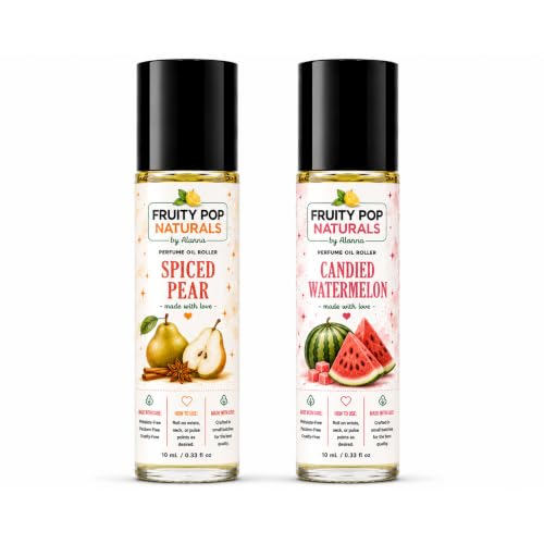 Fruity Pop Naturals Roll-On Perfume Oil | Gift Set of 2 Rollers, Plant-Based, Phthalate-Free (Spiced Pear and Candied Watermelon) image 5