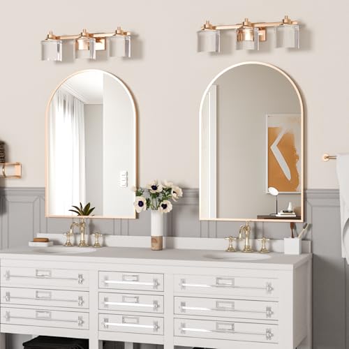 NEUWEABY Wall Mounted Mirror, Arched Wall Mirror for Bathroom, 2 Pieces 24'x36' Arch...