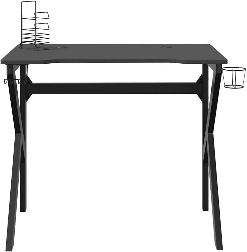 vidaXL Gaming Desk Black Engineered Wood 35.4 in x 23.6 in x 29.5 in