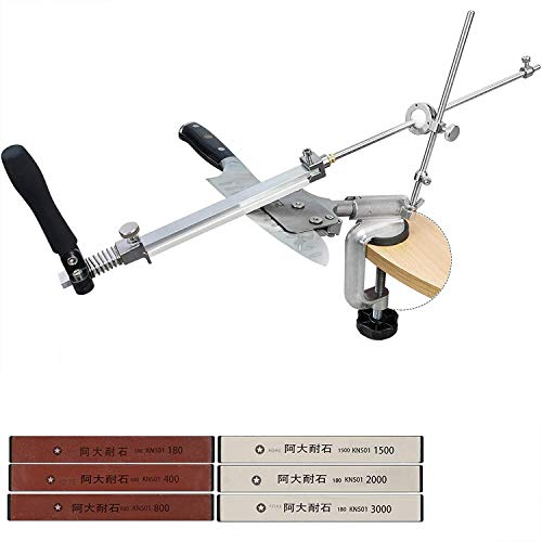 Knife Sharpener Professional Stainless Steel Kitchen Chef Knife Sharpener Home Knife Sharpening Kit Abrasive Holding System Tools With 6 Whetstones