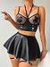 SwiiDuu Sexy Leather Underwire Choker Garter Lingerie Set Bra Skirt with Thigh Cuffs(Black Small)