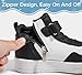 LUCKY STEP Kids High Top Sneakers Fashion Basketball Tennis Shoes Skyhigh Running Sports Ankle Boots Hook and Loop Casual Walking Shoe for Boys Girls(Black,Little Kid 2)