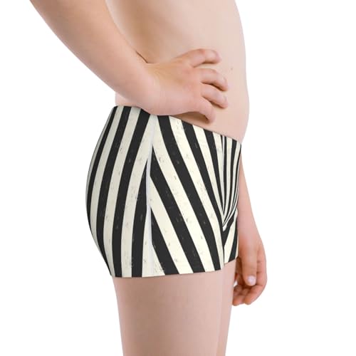 Boys' Cotton Boxer Brief Soft Underwear-Black And White Thick Stripes2