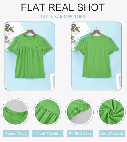 Image of Ebifin Girls Short Sleeve Tops Kids Peplum Babydoll T Shirts Tees 4-15Y | Girls T-Shirts, Crew neck Short Sleeve Shirts, Casual Tunic Tops, Cute Blouses, Summer Tees, Ruffle Hem, Loose fit