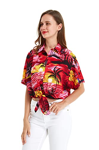 Image of Hawaii Hangover Family Matching Hawaiian Clothes, Sunset Red | Family matching Hawaiian outfits, Sunset Red, lightweight rayon, machine washable, tropical floral print, luaus, cruises