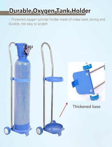 Carro para bombonas de oxígeno con Soporte para una Sola bombona, Color Azul. Adecuado para fábricas, Laboratorios, hospitales y escuelas.