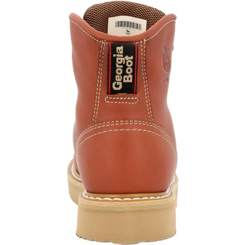 Georgia Boot Men's 6" Lace-Up Wedge Work Boot, Breathable SPR Leather Shoes with Slip and Oil Resistant Outsole, Comfortable Soft Toe Copper-Tan Boots for Men - GB001PRO4
