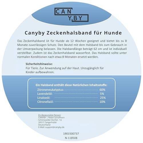 CANYBY Zecken- & Flohhalsband für Katzen und Hunde – Natürlicher Schutz bis zu 8 Monate – Wasserdicht, Verstellbar & mit 100% natürlichen Inhaltsstoffen